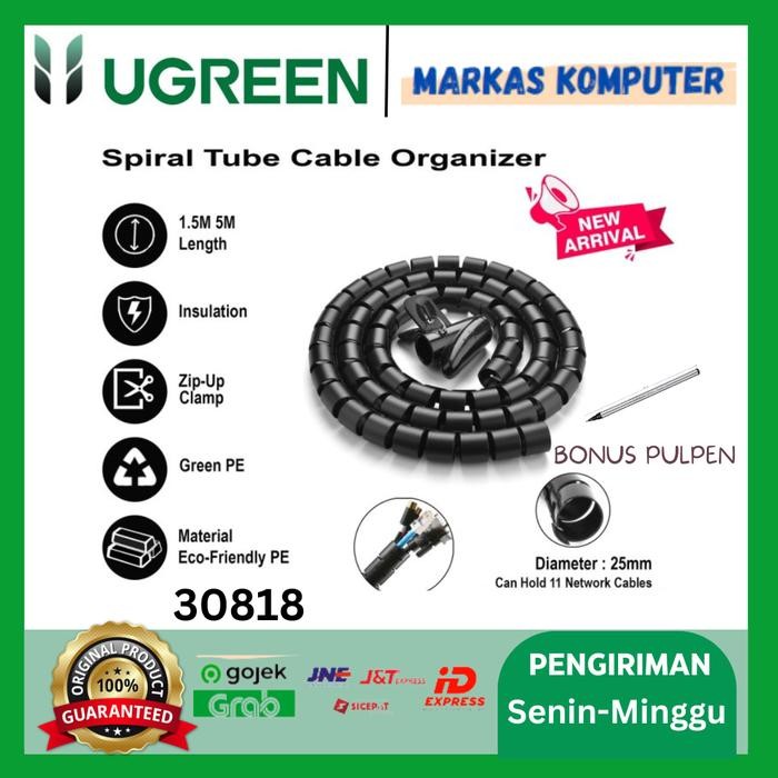 

HOT SALE! UGREEN Pelindung Kabel Spiral Wrap Cable Zipper Organizer Tube 1.5M