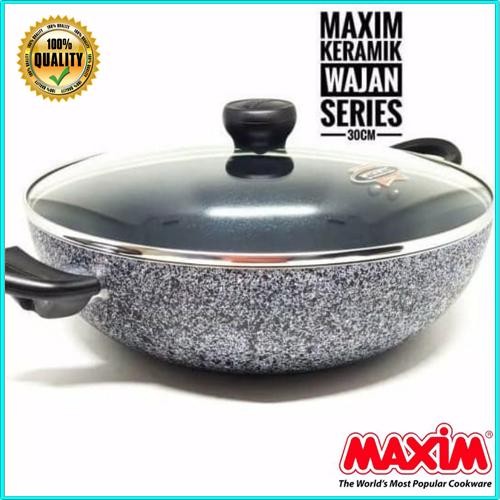 PREMIUM MAXIM 30CM WOK/PANCI/PENGGORENGAN + TUTUP KACA