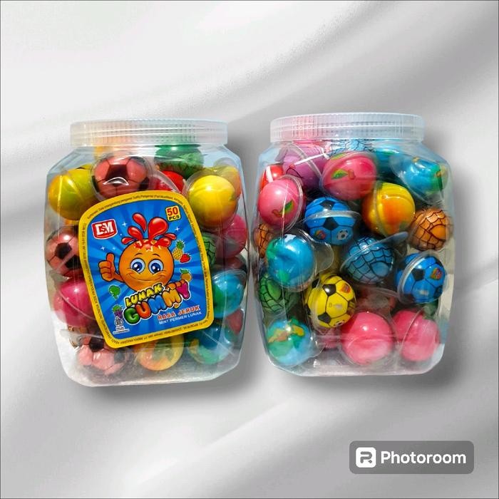 

New Gummy @50pcs - Permen lunak Bulat Motif Mata , Bola , Buah Buahan - Permen lunak Viral Fruity