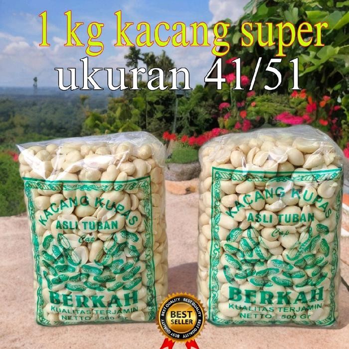 

New 1 kg kacang kupas tuban super kemasa 1000 gram biji ukurang SUPER/SEDANG/KECIL
