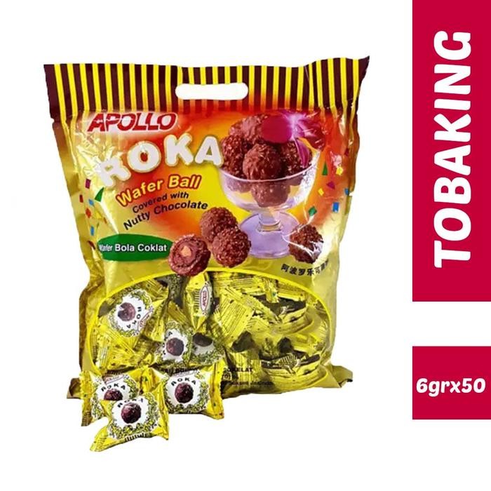 

New Apollo Roka Wafer Ball isi 50 Nutty Chocolate Wafer Bola 300g