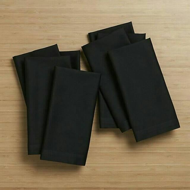 PREMIUM Taplak meja polos katun warna hitam napkin tapkin serbet makan