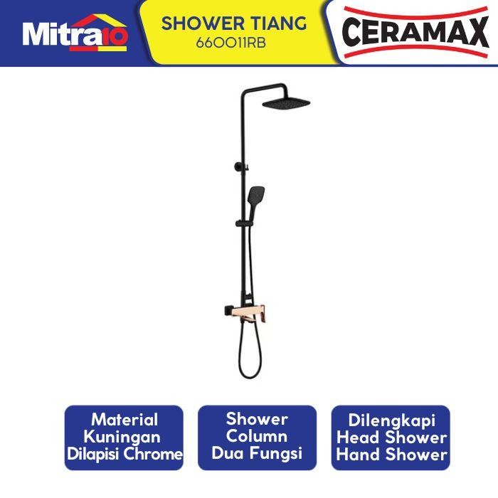 PREMIUM Ceramax Shower Tiang Kolom 660011RB Hitam-Emas (Set)