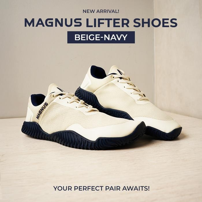 Magnus Lifting Shoes Beige Navy (Deadlift Shoes / Flat Shoes)