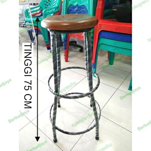 PREMIUM [ FREE ONGKIR ] Kursi kayu besi cafe bar bulat tinggi 75cm tebal kokoh