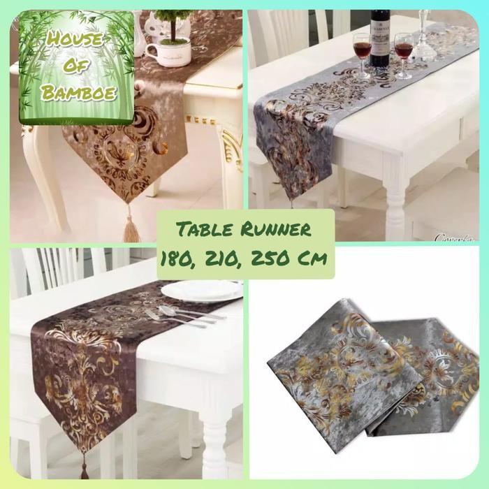 PREMIUM Table Runner Taplak Meja Europe Ukuran 180, 210, 250 Cm
