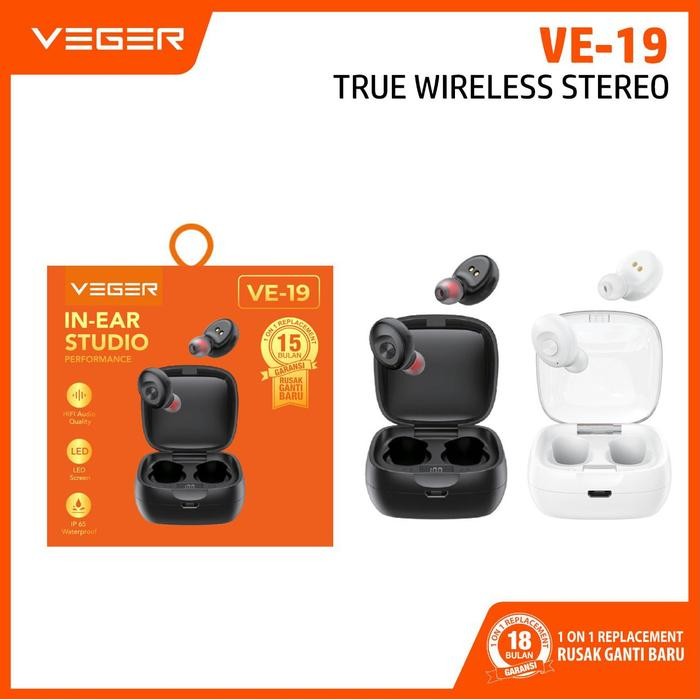 Headset/Handsfree Veger Ve-19 Wireless Headset Earphone Bluetooth 5.0
