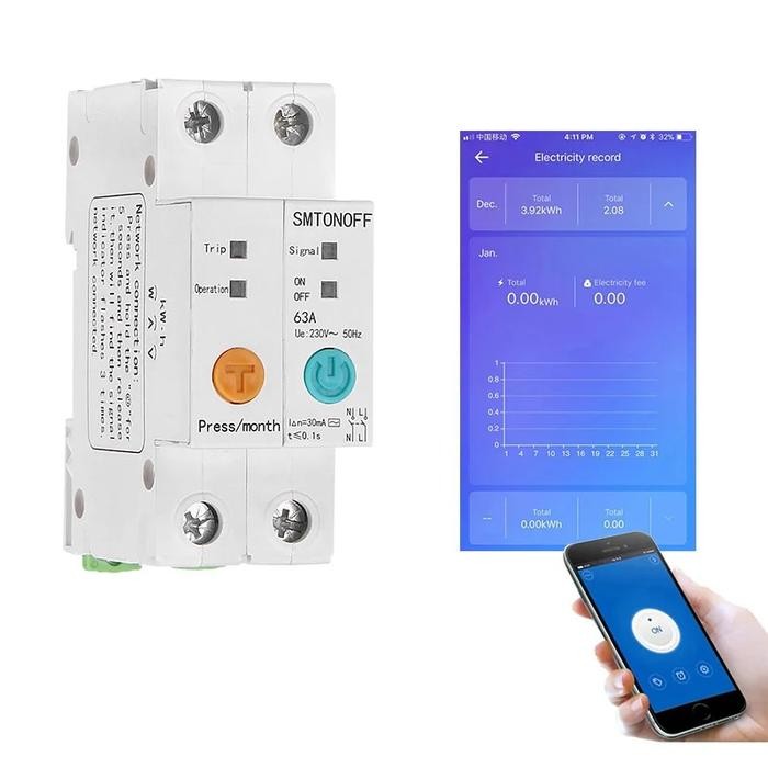 2P eWelink Single phase Din rail WIFI Smart Energy Meter Power