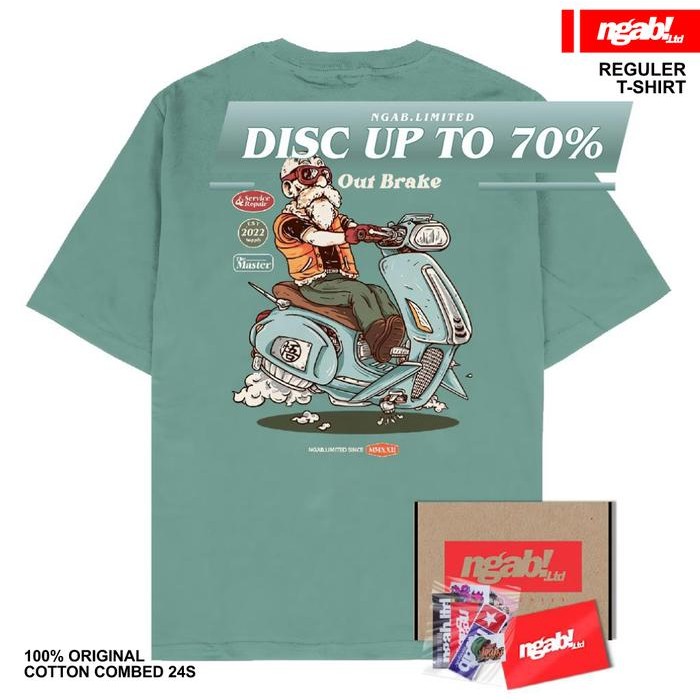 (Gratis Stiker ) Ngab Kaos Baju Distro Out Brake Green Dusty NB068 Unisex Pria Wanita Cotton Combed