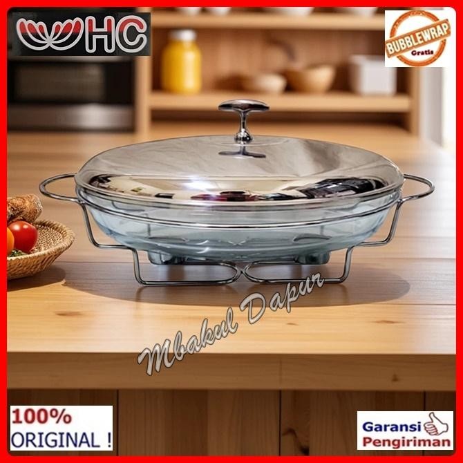Wadah Saji Kaca Anti Panas Wadah Saji Kaca Oval Prasmanan Kaca 3Liter