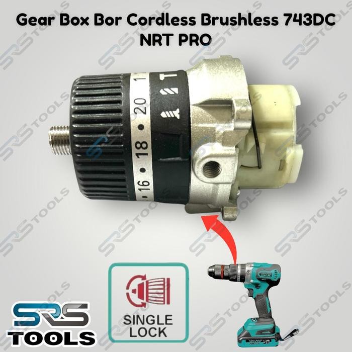 Nrt Pro Gearbox Mesin Bor Cordless Brushless 20V 743Dc / Gear Box Bor Cas 20 V 1/2 Inch 13 Mm 20 Unf