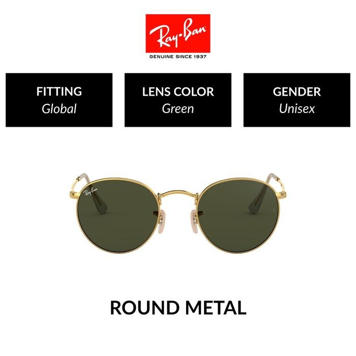 BRG BARU RAY-BAN ROUND METAL RB3447 1 Global Fit Kacamata Hitam 50mm