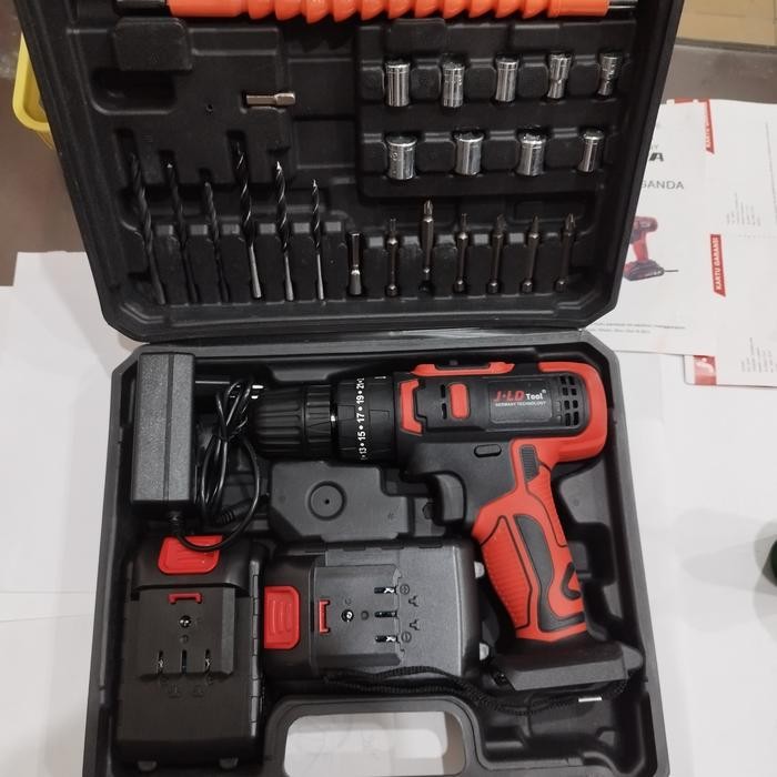 Bor Baterai Cordless Jld 36V Impact Drill 2 Baterai