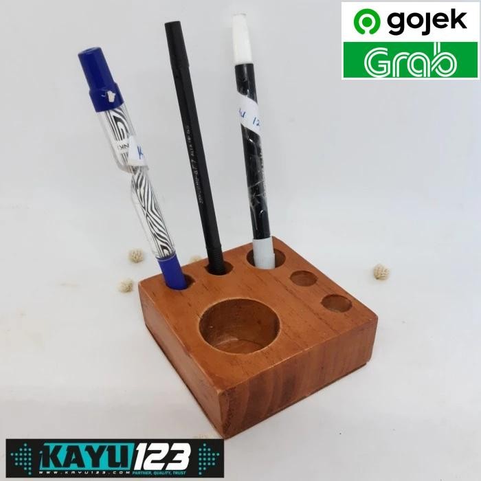 

Wooden Pencil Pen Holder 8x8x3 cm Tempat Pensil Pulpen & Acc WPP01