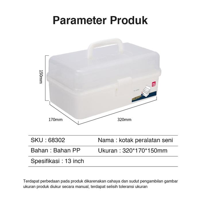 

DISKON DELI LARGE ART TOOLBOX / KOTAK PERALATAN SENI BESAR 68302 68303 PLASTIK PUTIH READYY