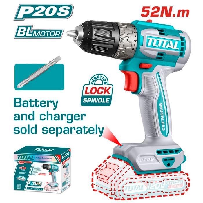 TOTAL Brushless cordless drill TDLI204531 - Bor cordless (unit only)