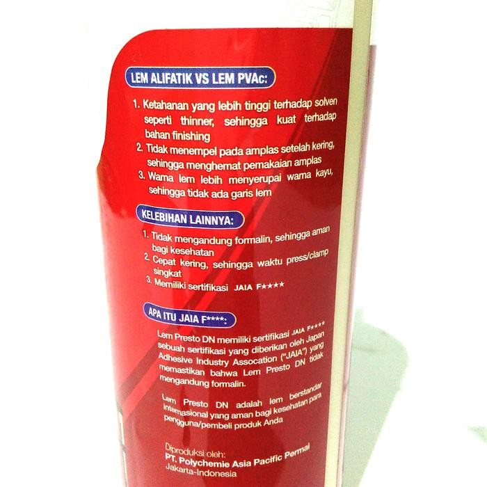 Lem Putih Kayu / Mebel / Hpl / Tacosheet Presto Tipe DN