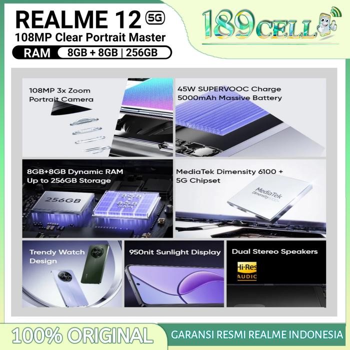 REALME 12 5G RAM 8/256 GB REALME12 5G RAM 8/256 GARANSI RESMI REALME