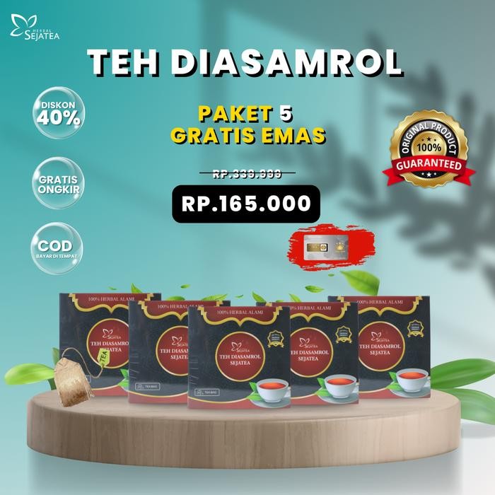 

PAKET 5 BOX DIASAMROL Teh Asli Bajakah Original