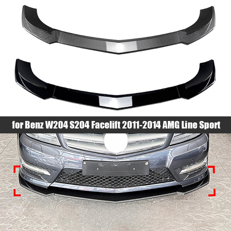 Car Front Bumper Lip Diffuser Spoiler for Mercedes-Benz C Class W204 S204 Facelift 2011-2014 AMG Lin