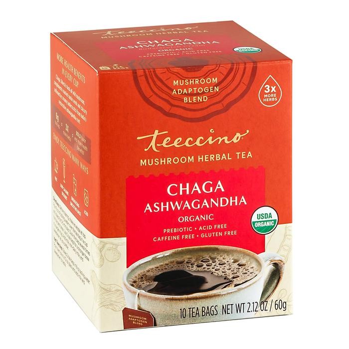 

Teeccino Mushroom Herbal Tea Chaga Ashwagandha Organic 10 x 6 Gram