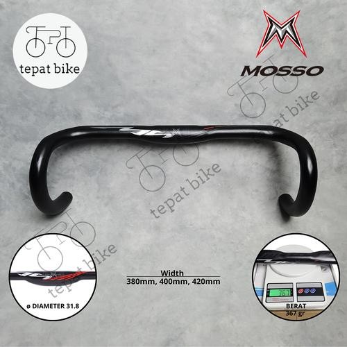 MOSSO Stang Balap Dropbar Aero Roadbike Alloy 380 400 420 Gepeng Pipih Ringan