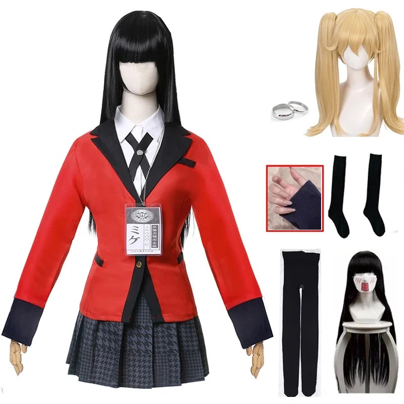 Kakegurui Jabami Yumeko Compulsive Gambler Yumeko Jabami Cosplay Costume And Wigs Halloween Woman
