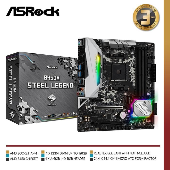 Motherboard ASROCK - B450M STEEL LEGEND Ryzen AMD AM4 ATX