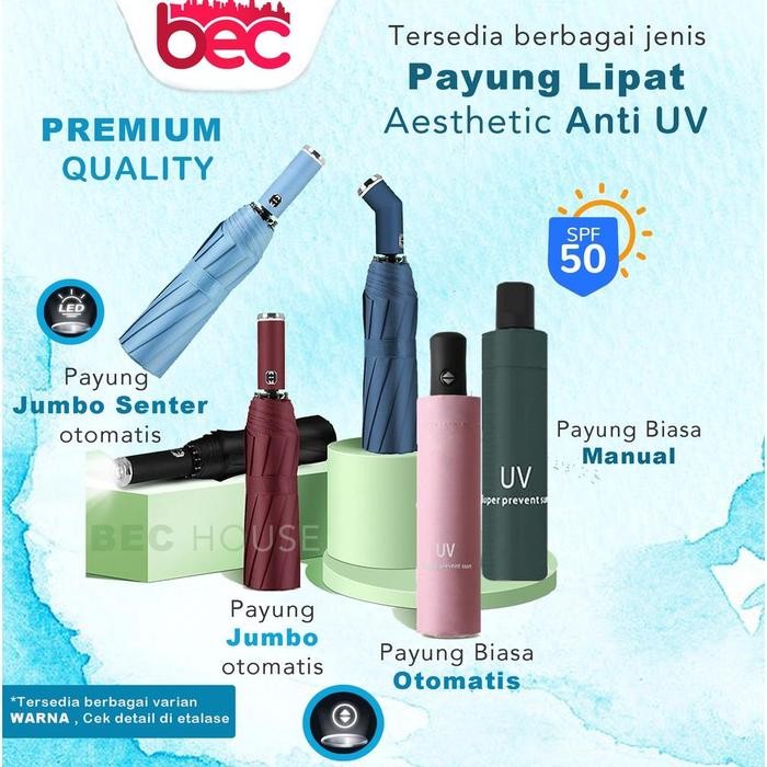 Jual [READY] [BEC] Payung Lipat Otomatis Anti UV / Payung Jumbo Besar / Payung