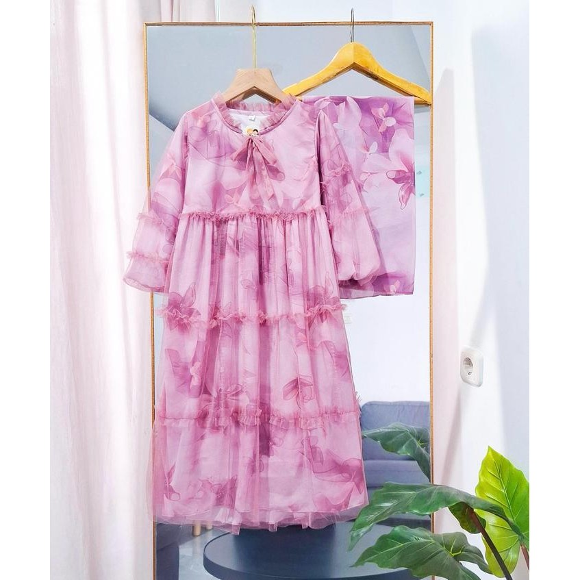 BEST SELLER Moana Gamis Ceruty mix kain tile set Hijab Baju muslim anak kekinian 2025 usia 2-13tahun