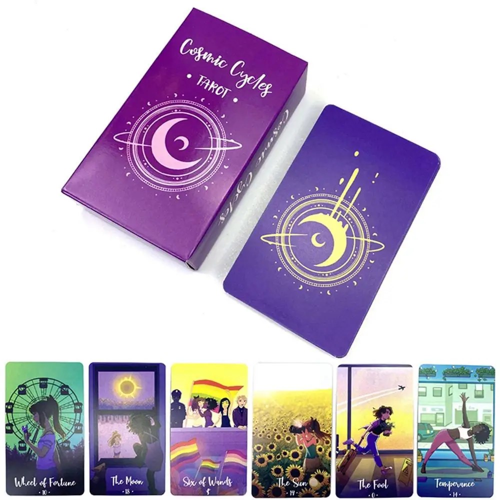 

1Pcs Deck Tarot Cosmic Cycles Tarot Cards A 78 Deck Oracle English Visions Divination Edition Borad