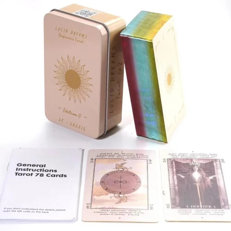 

1Pcs Tin Box Gilded Edge Tarot Lucid Dreams Tarot Leisure entertainment games Card, family