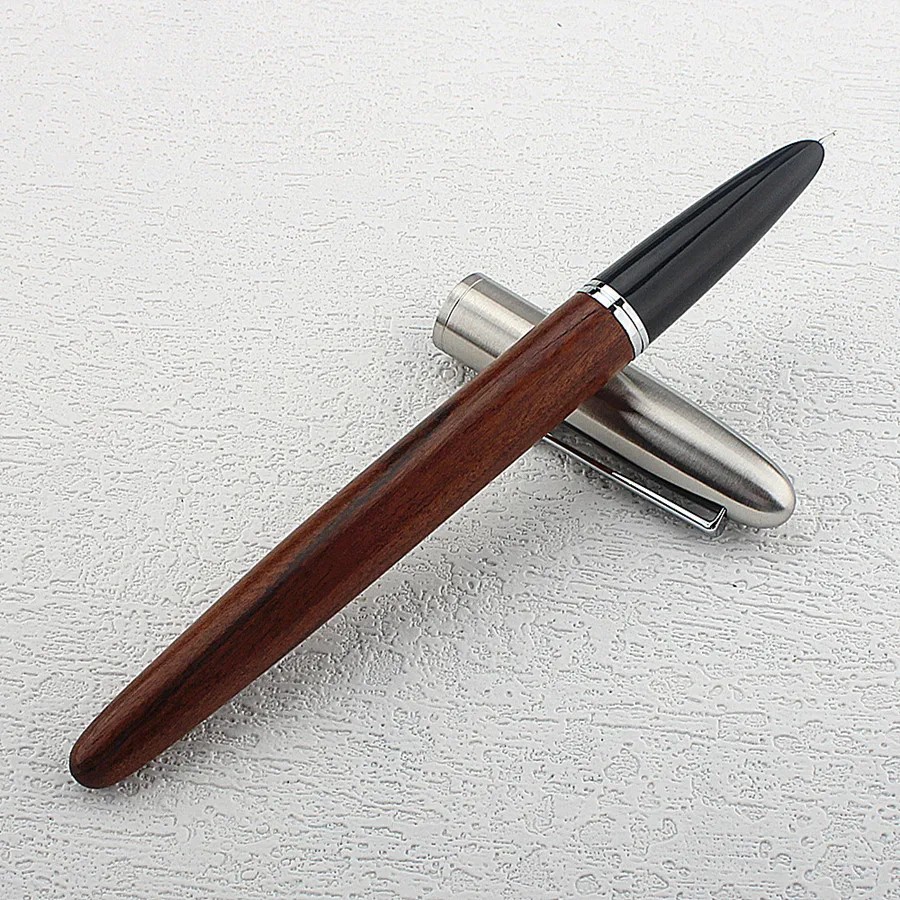 

New 2013 Fountain Pen 0.38m Stainless Steel Wood Black Retro Signature Pen Writing Ink Pen School