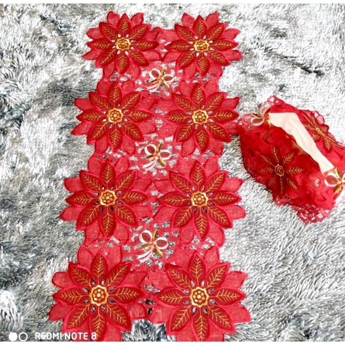 Set taplak meja tamu dan sarung tissue Natal