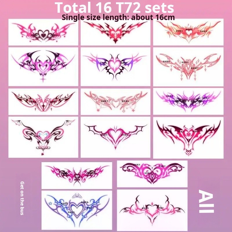Sexy Succubus Tatoo Sticker Set Lasting Fake Tattoo for Woman Hotwife Temporary Tattoo Abdomen Art