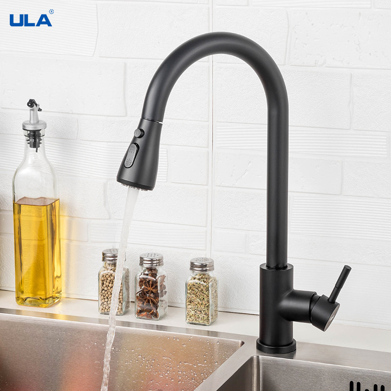 ULA Kitchen Faucet Black Kitchen Tap Pull Out Kitchen Sink Mixer Tap