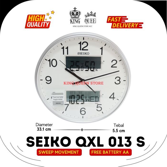 JAM DINDING SEIKO QXL013S - QUITESWEEP,THERMOMETER,HYGROMETER