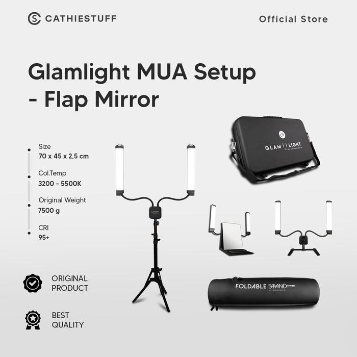 Cathiestuff Glamlight MUA Setup - Flap Mirror Lampu Rias Professional MUA Premium Multifungsi