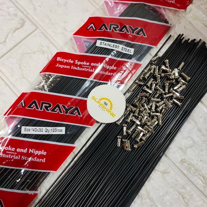 Spoke Jari-Jari 292 ARAYA 292mm STAINLESS Black Velg 700c 29 Isi 36 Bh