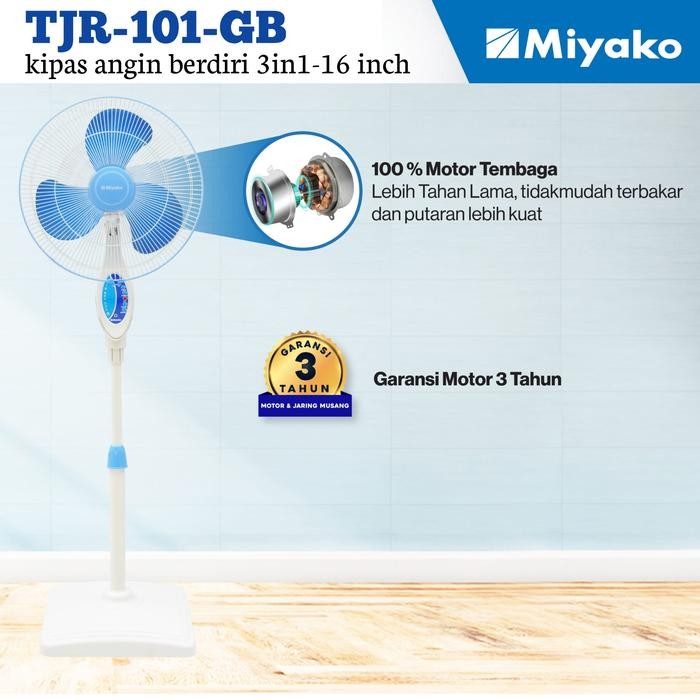 MIYAKO TJR 101 kipas angin berdiri 3in1/kipas angin 3 fungsi/kipas angin Remot 16 inch/remot control