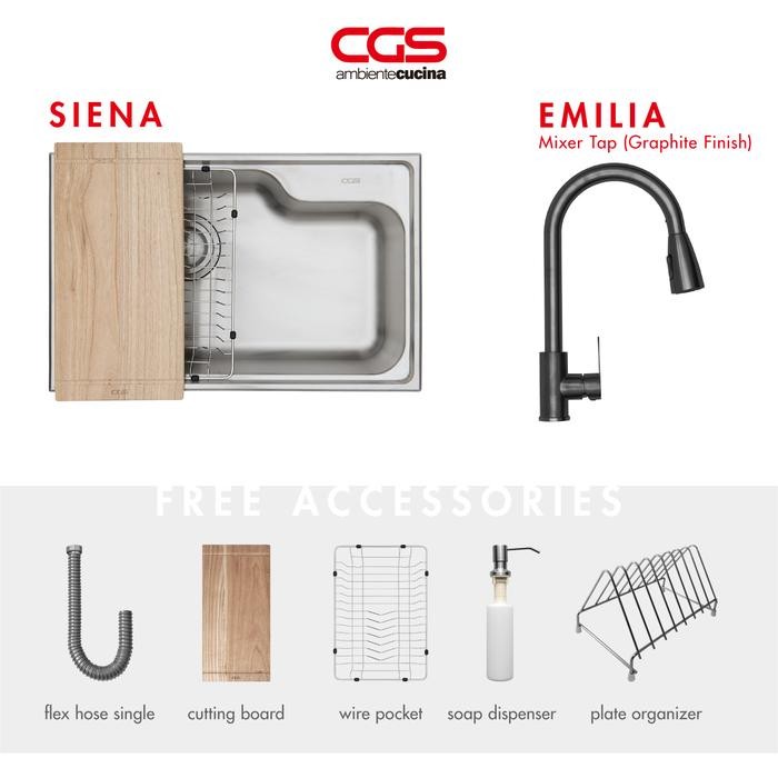 SALE Kitchen Sink Bak Cuci Piring Dapur Stainless Steel 1 Lubang CGS SIENA Workstation Sink - Paket