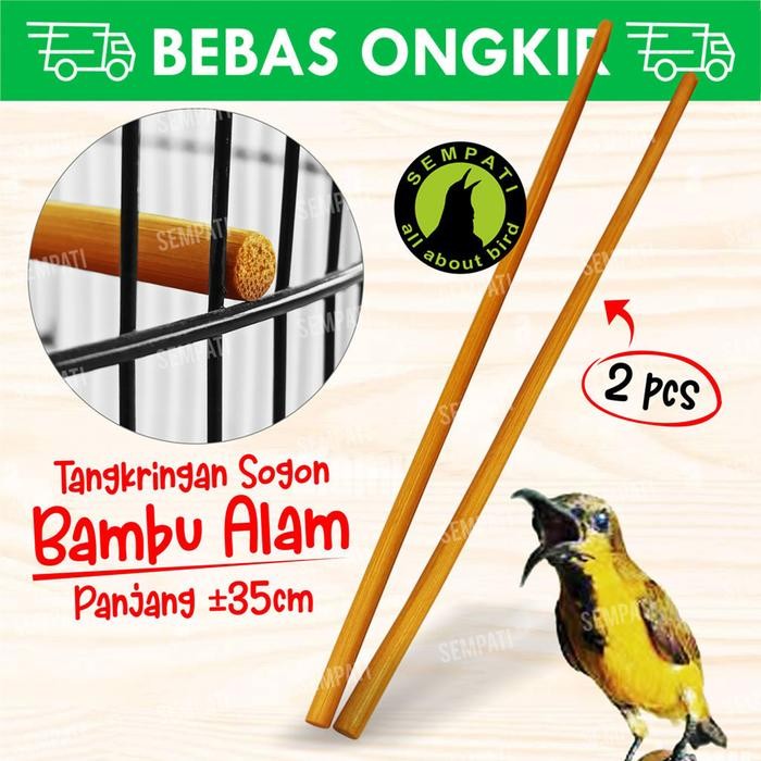 Tangkringan burung konin sogon tangkringan bambu polos isi 2