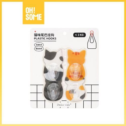 

OHSOME Gantungan Kucing Ekor Gantungan Dinding Tanpa Jejak Dulce vida 4Pcs