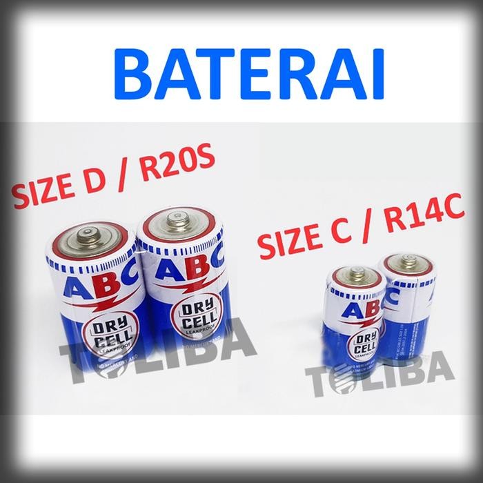 [Allthebest] abc baterai sedang size c r14 batre besar size d r20 baterai