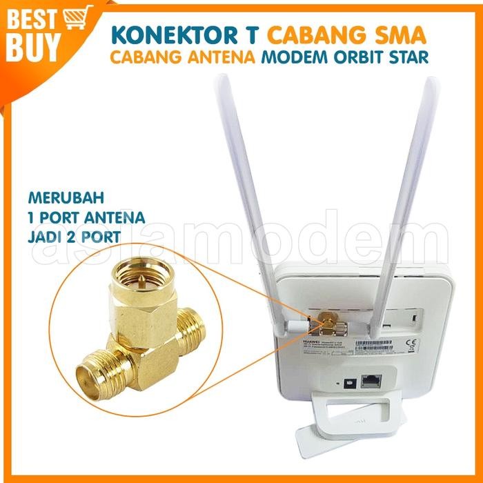 [Allthebest] Konektor Cabang 2 Antena Router Orbit T SMA Male to 2x SMA Female