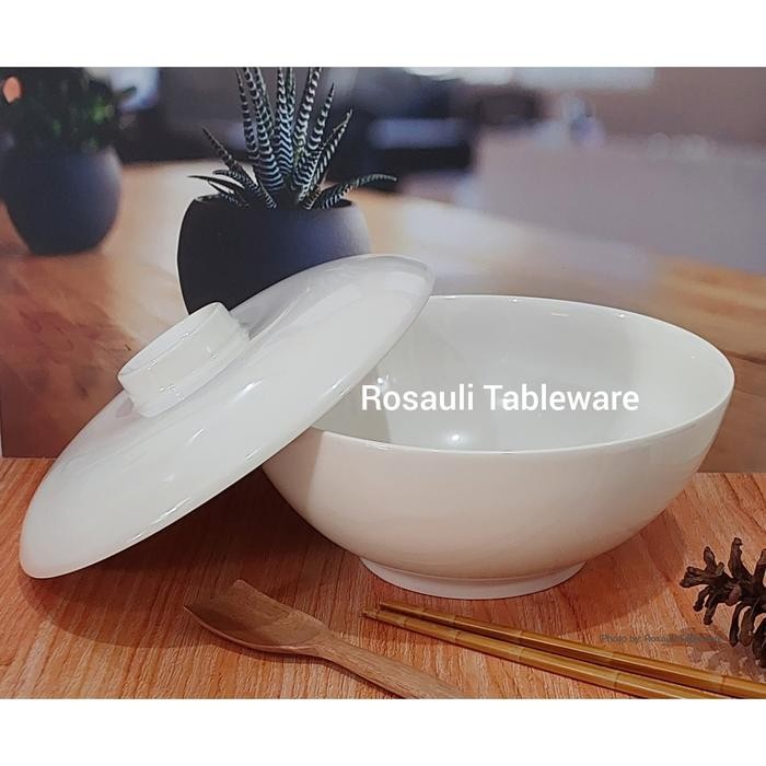 Banyak Dicari Mangkok Saji Keramik Plus Tutup 23 Cm Mangkok Sayur Putih Polos