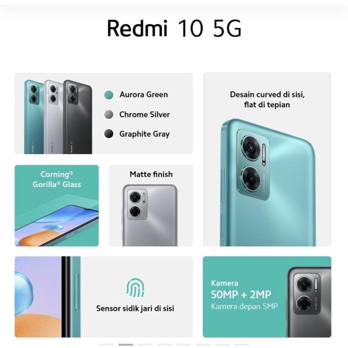 HP XIAOMI REDMI 10 5G 4/128 - REDMI 10 5G 4 + 128 GARANSI RESMI - HITAM