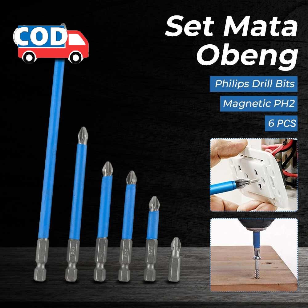 Mata Obeng Bor Magnet PH2 Baja Obeng Sekrup Set Anti Slip Panjang Cordless