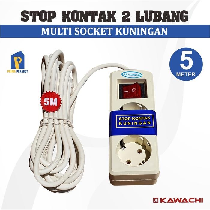 (Expert) Stop Kontak Putih 5 meter 2 lubang Terminal Listrik 2 Lubang