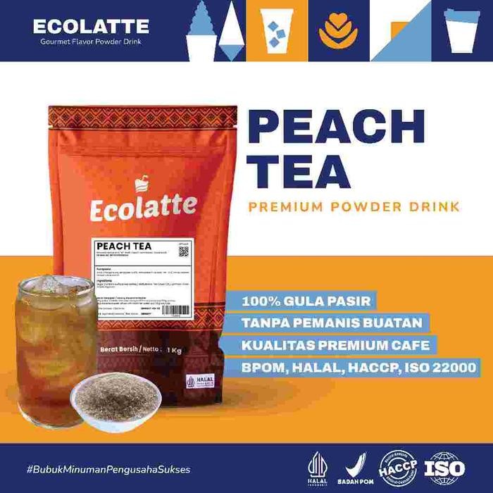 

Ecolatte Serbuk Bubuk Minuman Buah Persik Teh Peach Tea 1kg Premium Powder Drink Instan Halal Bpom